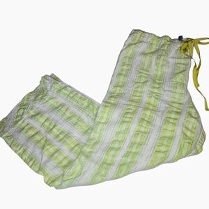 Cropped Vibrant Striped Green and White Pajama Pants M